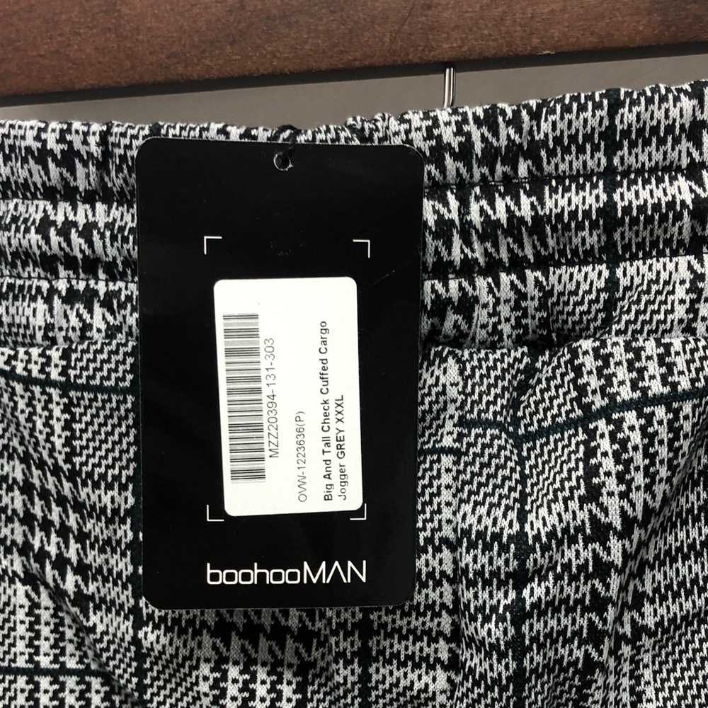 658 Men's Big and Tall Check Cuffed Cargo Joggers - Picture 2 of 4